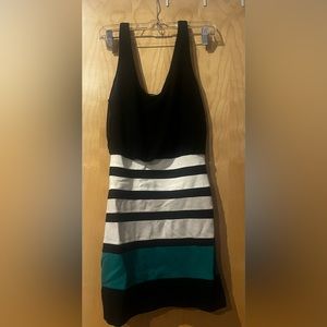 Black, white and grey mini dress